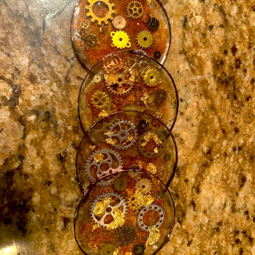 Steampunk handmade coaster set